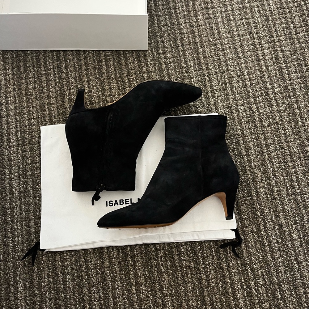 Isabel Marant Black Ankle Booties with Pointed Toe